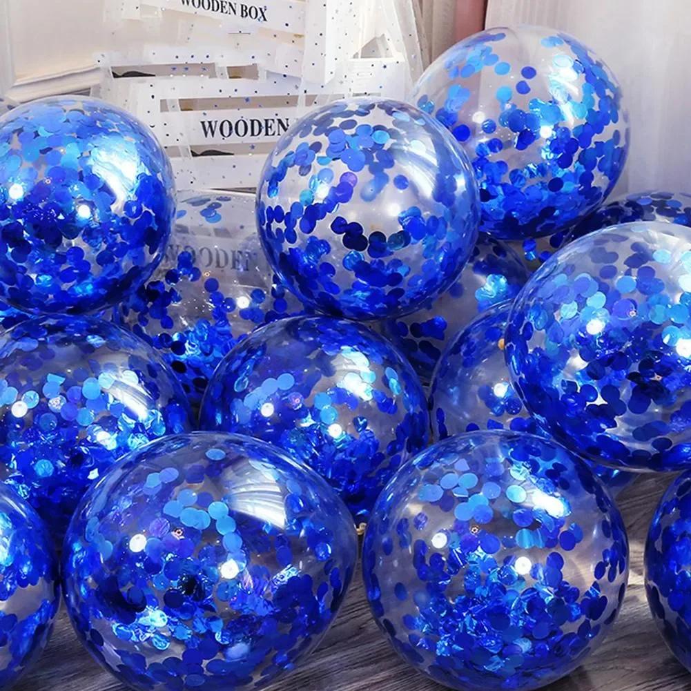 12-calowy lateksowy przezroczysty balon z konfetti w kształcie gwiazdek, metaliczne balony foliowe z konfetti, deszcz konfetti, dekoracja na przyjęcie urodzinowe, ślub