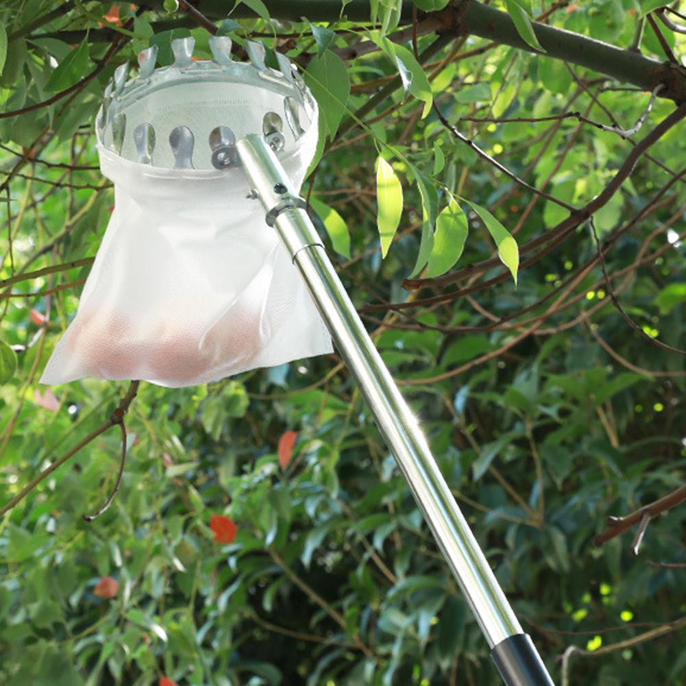 1.6-4M Fruit Picker Tool Metal Cherry Picker Tool Telescopic Pole Fruit Picker Basket Harvester Garden Hardware Tools for Apples