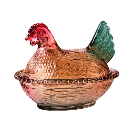 Glas Henne auf Nest Süßigkeitenschale mit Deckel Große Fußschale für Süßigkeiten Kekse Nüsse Desserts Vintage Rustikal Bonbonglas für Zuhause Küche Büro