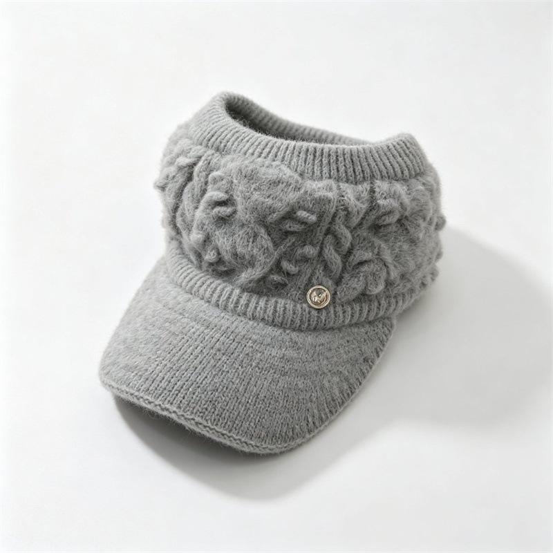 Autumn and Winter Versatile Warm Empty Top Hat Thickened Ponytail Cold Protection Ear Protection Knitted Hat Hat Women's Fashion Cap