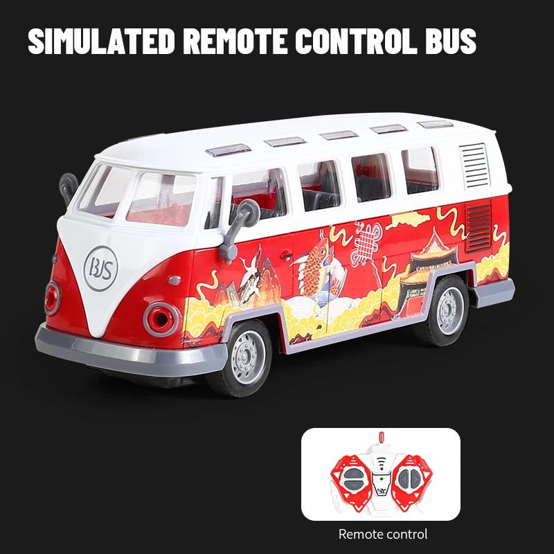 1/30 Rc School Bus High Speed Car 4Ch Lights Tour Bus Model Remote Control Double Decker Sightseeing Vehicle Kids Toys Gifts