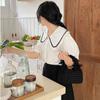 Yogodlns Fashion Solid Color Women's Knitted Small Handbag Woven Luxury Design Tassel Shoulder Bag Wrist Bag