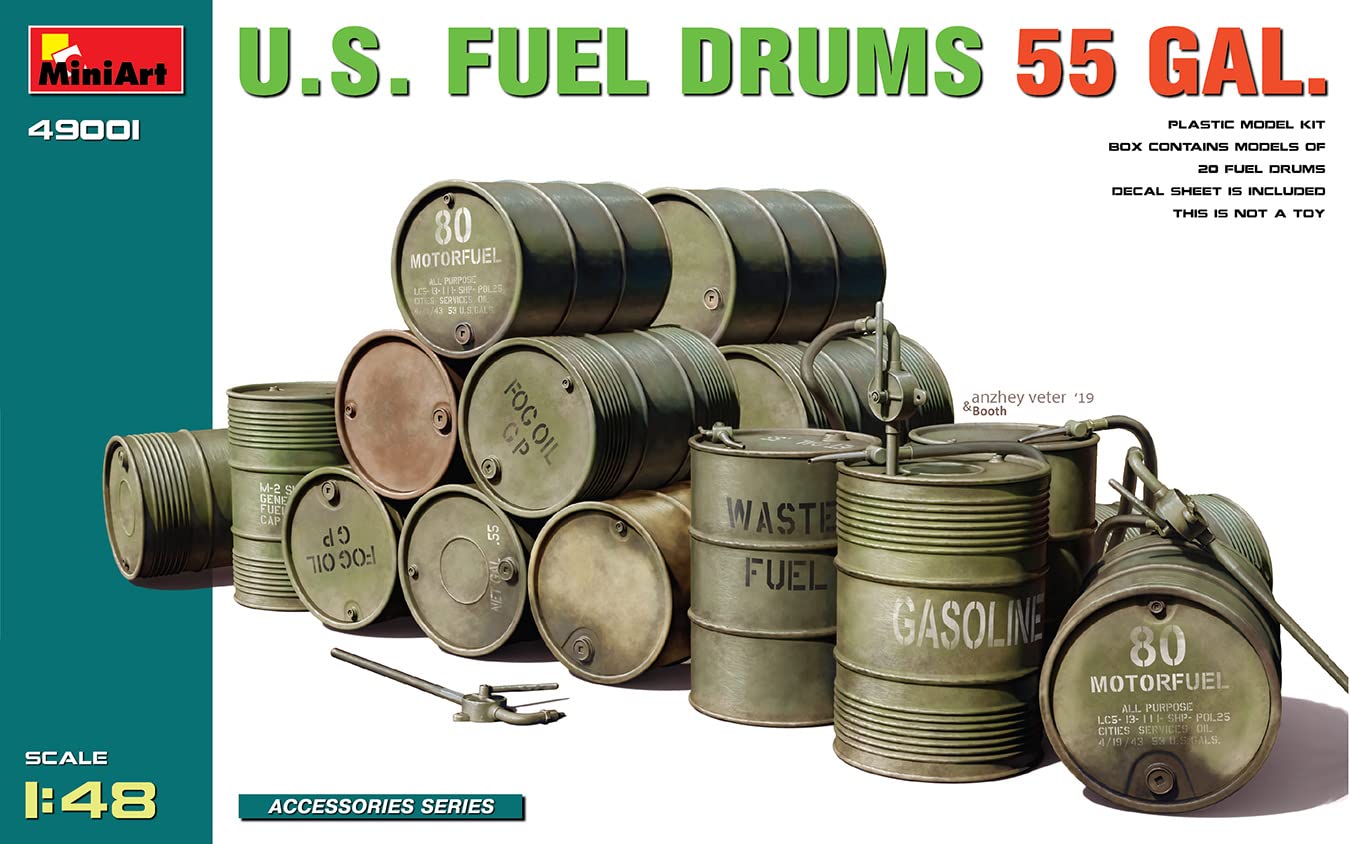

MiniArt Scale Diorama Accessories American 55 Gallon Drums of Plastic Model Kit MA49001 1/48 (Set 12) серый