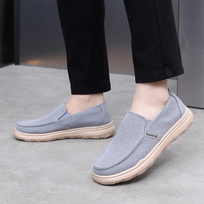Shoes Men's Spring and Autumn Lightweight Breathable Canvas Shoes Versatile Trendy Comfortable Casual Non-slip Lazy Shoes