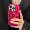 Plating Red Water Ripple Wrinkle Texture Case For iPhone 16 Pro Max 17 Air 15 14 13 12 11 16 Plus Glossy Silicone Back Cover