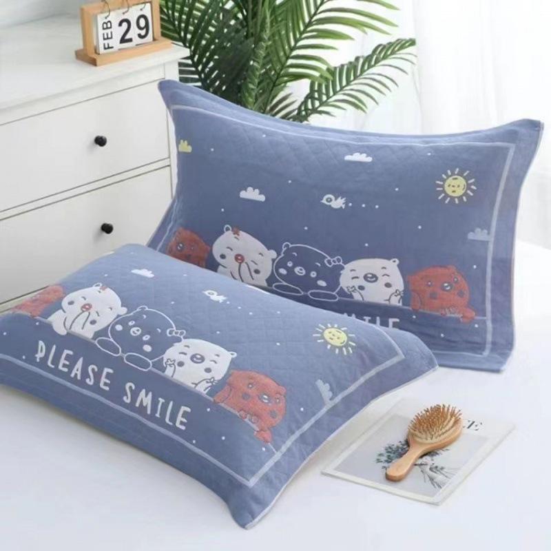 Yiwenwo Non-Slip Extra Large Cotton Gauze Pillowcase with Fixed Straps for Students & Adults