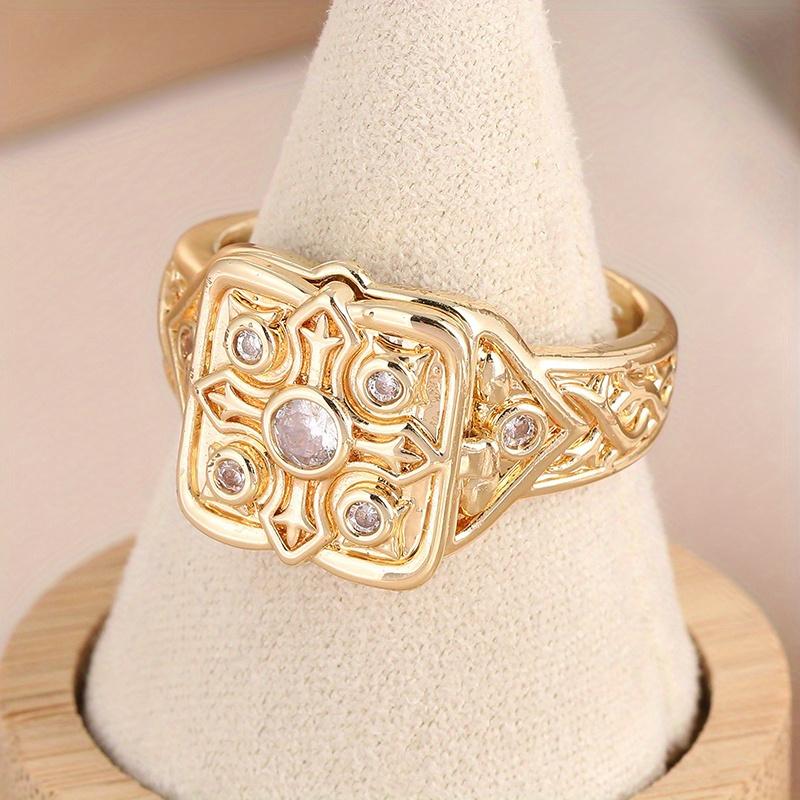 Einzigartige Kreuz Offene Kappe Manschette Medaillon Kleine Geheimnis Muster Kupfer Ringe Für Männer, Verlobung, Hochzeit Party Männlichen Ring Schmuck 7&Gold-color