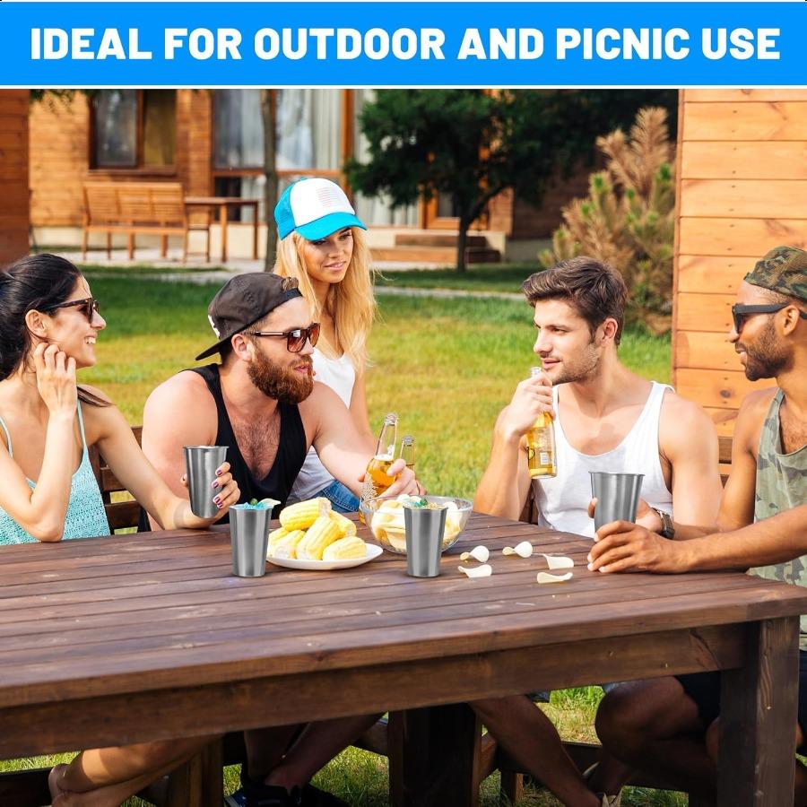 

Набор из 4 пинт из нержавеющей стали по 16 унций, Кружка из нержавеющей стали, Пинтовая кружка, Тамблер для воды, Штабелируемый, Многоразовый, Не содержит BPA, 4 United States