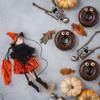 Spooky Flying Witch On Broomstick Hanging Decoration Fabric Wood Jute Rope Halloween Prop for Indoor Outdoor Haunted House