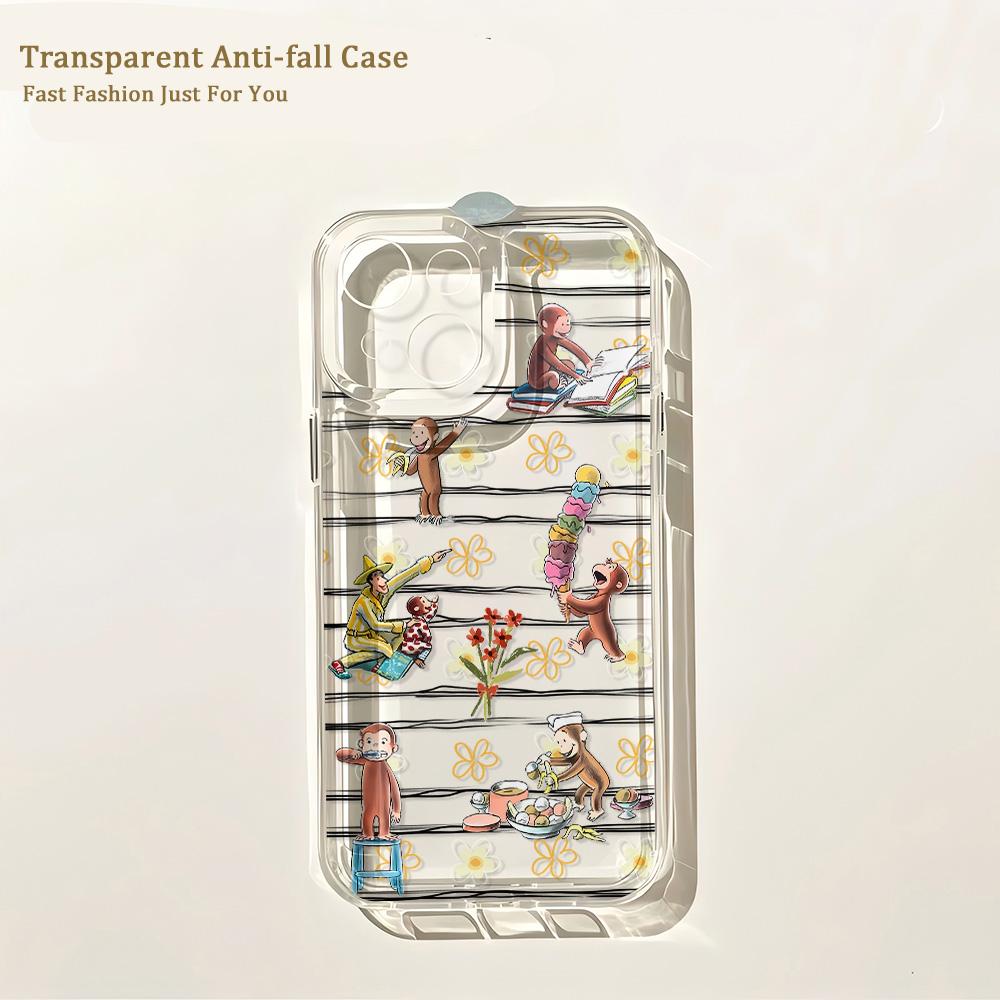 Tongue Sticking Monkey Phone Case For iPhone 17 16 16e 15 14 13 12 11 Mini Pro Max X XR XSMax 8 Air Plus Transparent Back Cover