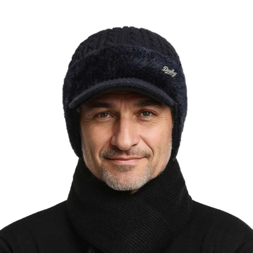 Comfortable Thick Warm Winter Thermal Hat Windproof Elasticity Elderly Beanie Earflaps Ear Protection Cap Dad Grandpa