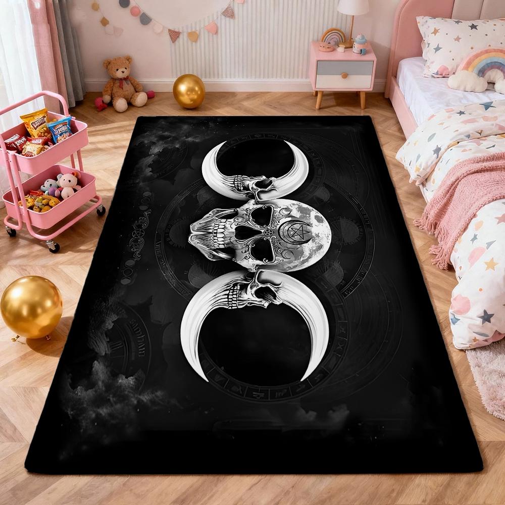 Dark Gothic Pentacle Ruby Accents Patterned Rug Nonslip Thick Carpet For Living Room Bedroom Hallway Home Decor Birthday Gift