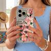 Vintage Stamp Peony Floral Hand Script Wavy Edge Phone Case For iPhone 17 16 15 14 13 12 11 8 7 Plus Pro Max Retro Cover
