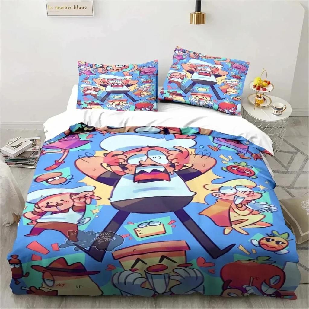 Edredón Torre de Pizza Estilo Pixel Clásico Juego Juego de Ropa de Cama Dormitorio Suave Moderno S Cómodo