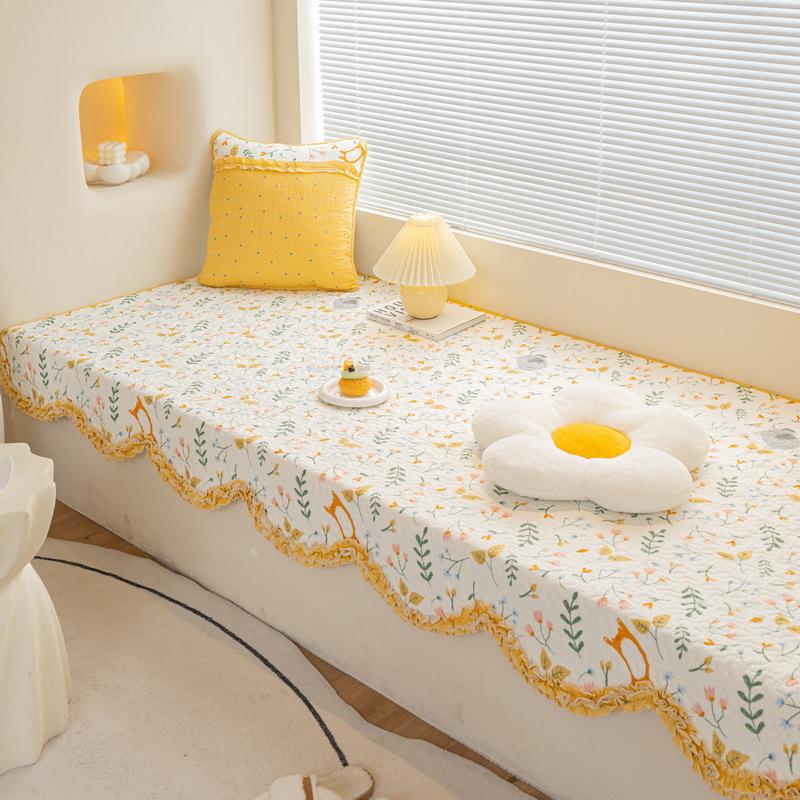 Korean Twill Pure Cotton Idyllic Four Seasons Universal Non-Slip Quilted Wooden Ear Tatami Mat Sofa Bedroom Window Cushion