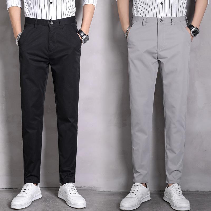 Stretch suit trousers men's spring and summer casual trousers Korean version of the tide Slim small feet draped suit trousers