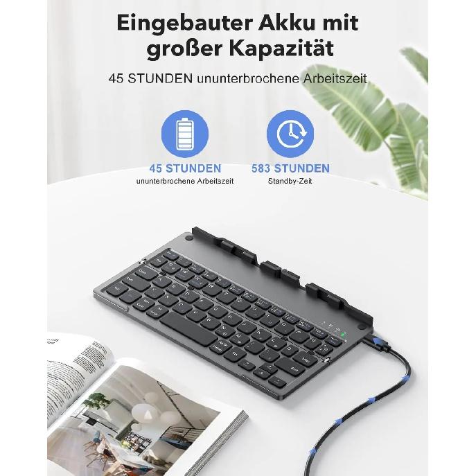 Universal Keyboard Bt 5.0 Foldable Bluetooth Keyboard with Magnetic Stand Rechargeable Keyboard