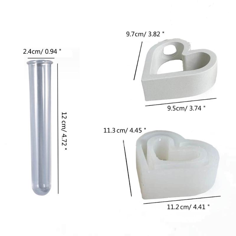 Heart Shaped Silicone Mould Hydroponic Test Tube Plant Vase Mold Cement Flower S Resin Mold Decor Concrete Molds