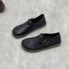 Johnature Handmade Genuine Leather Loafers Casual Women's Shoes Soft Soled Soft Cowhide Solid Color Flat Shoes