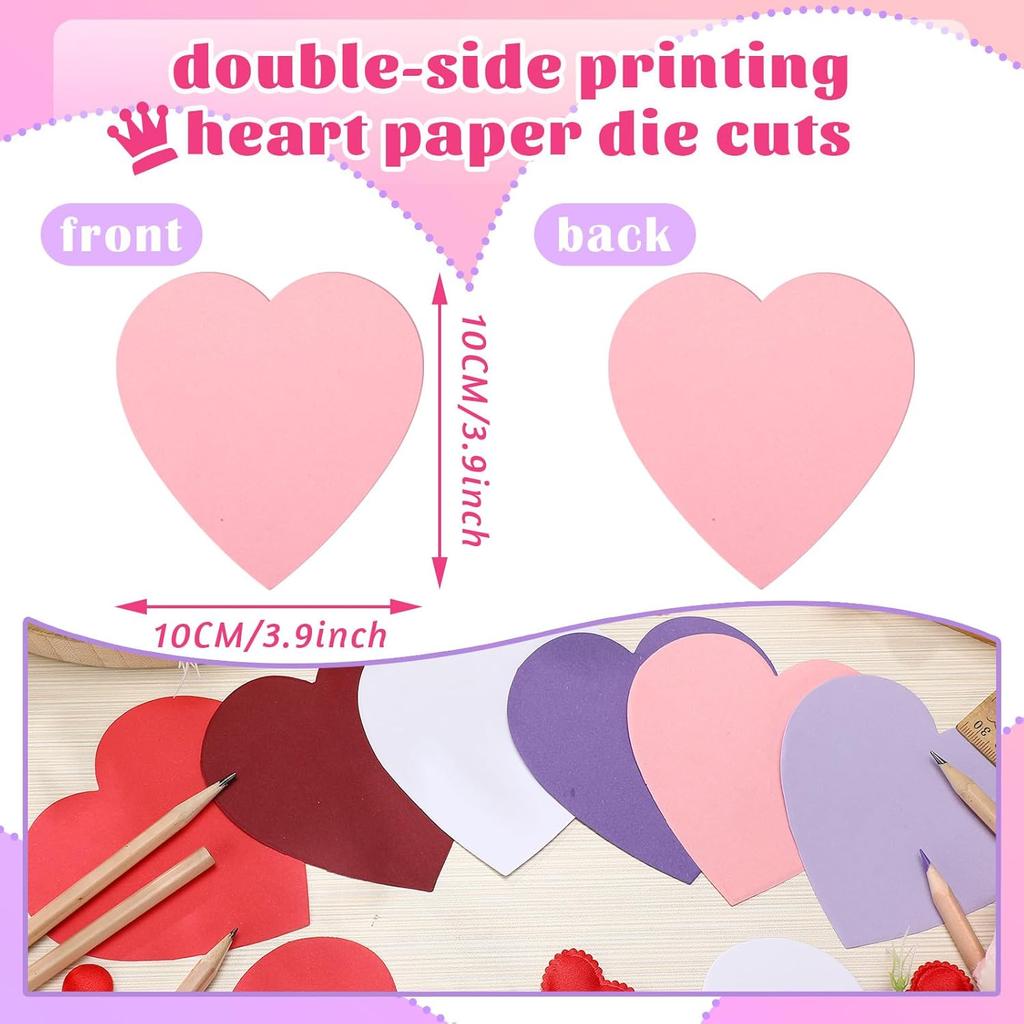 1000 Pcs Valentine's Day Paper 3.9 Inch Heart Cutouts Decorations Heart Shaped Paper Die Cuts for DIY Cards Craft Art Project Bulletin Board