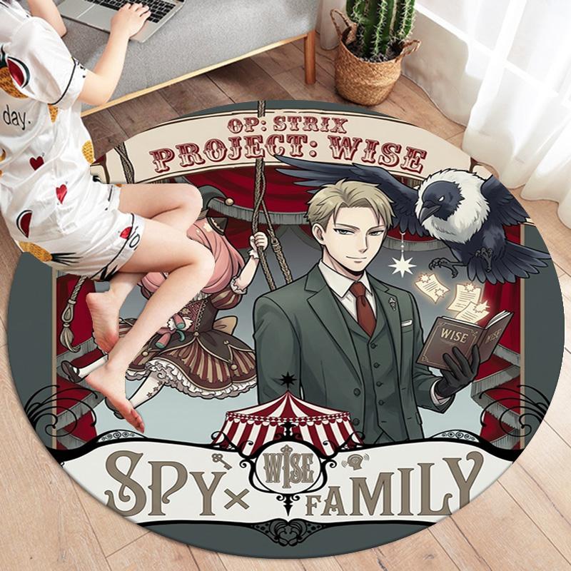 Spyxfamily Round Area Rug Carpet Rug For Living Room Bedroom Sofa Playroom Decor Nonslip Floor Mat