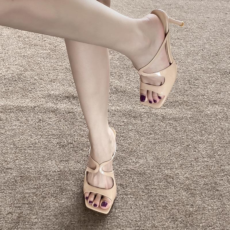 

Black high heels summer new French sexy not tired feet beautiful super fire thin heel cross with mermaid Ji sandals 40