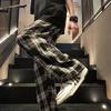 Men's Japanese Plaid Wide-Leg Casual Pants - Summer Retro Loose Fit