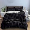 "LOVE Theme Black Bedding Set" Bedding Duvet Cover Set Duvet Cover Pillowcases (1 * Duvet Cover 2 * Pillowcases, without duvet insert)