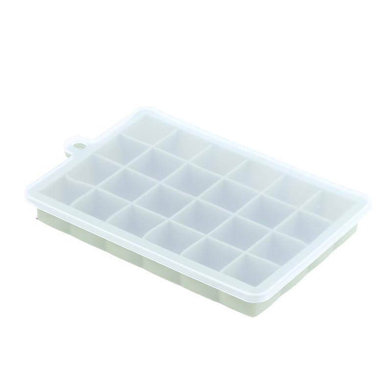 

1Pc 24-Hole Silicone Ice Tray Square Box Auxiliary Food Puree Cheese Jelly Mold With Lid Bar Kitchen Cocktail Tools Ice Mold зелений