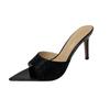 2025 summer European and American sexy black high-heeled sandals women pointed thin heel with rhinestone high-heeled sandals outside