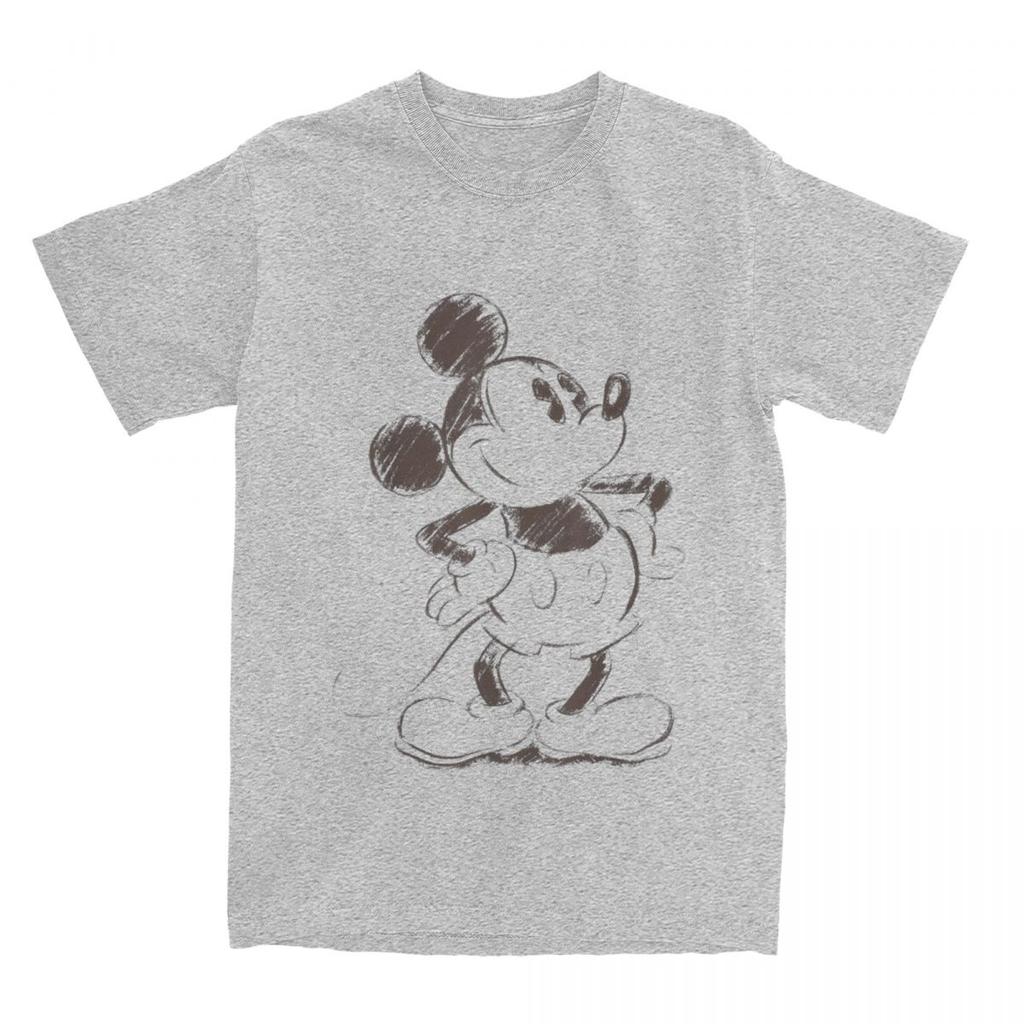 Mickey And Friends T Shirts Men Women's Pure Cotton Funny T-Shirts Mickey Mouse Sketch Portrait Tees Short Sleeve Tops Gift Idea