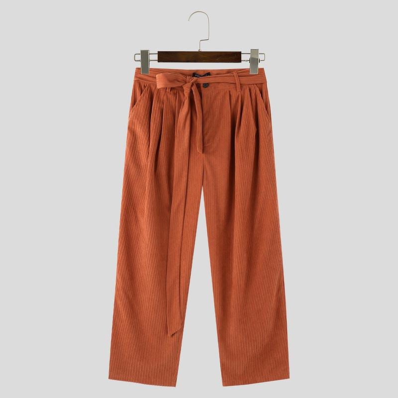 

INCERUN Мужские Поясные Молнии Высокая Талия Вельветовые Длинные Брюки Повседневные Шаровары M оранжевый