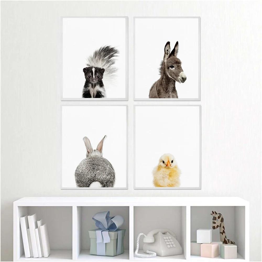 Towoto Baby Animal Print Nordic Poster Minimalist Canvas Painting Safari Pepinieră Artă de perete Copii Baby Room Decoration Pictures No Frame