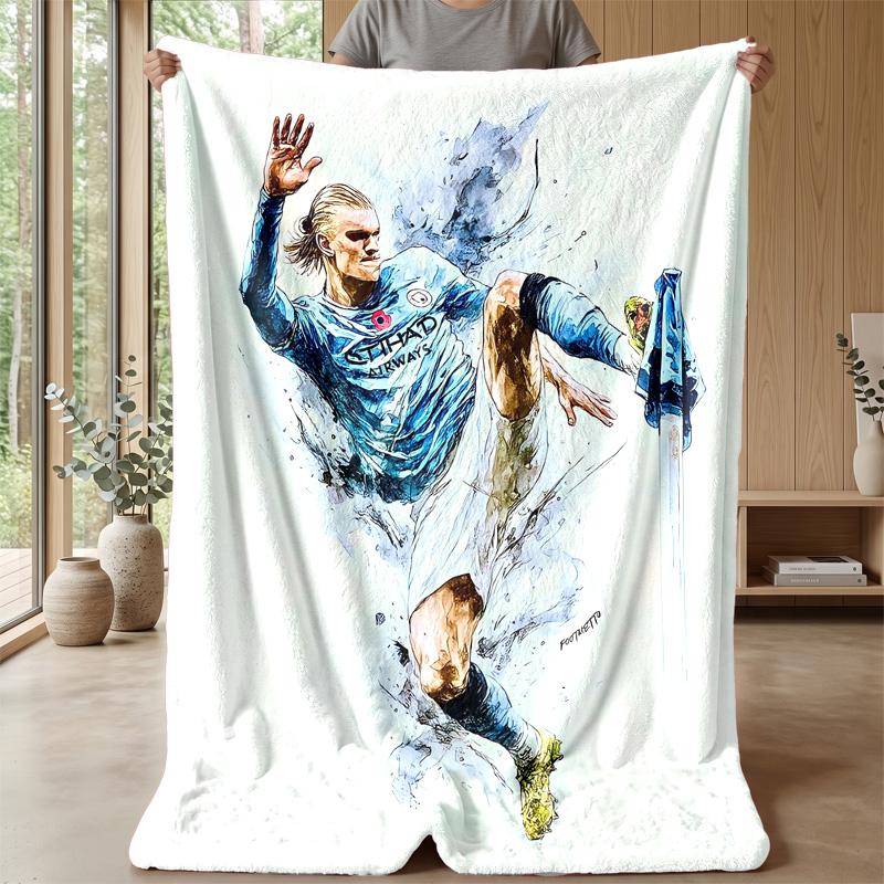 Erling Haaland Theme Blanket Soft Flannel Blanket Plush Throw Blanket Cozy Sofa Bed Blanket for Home Decor