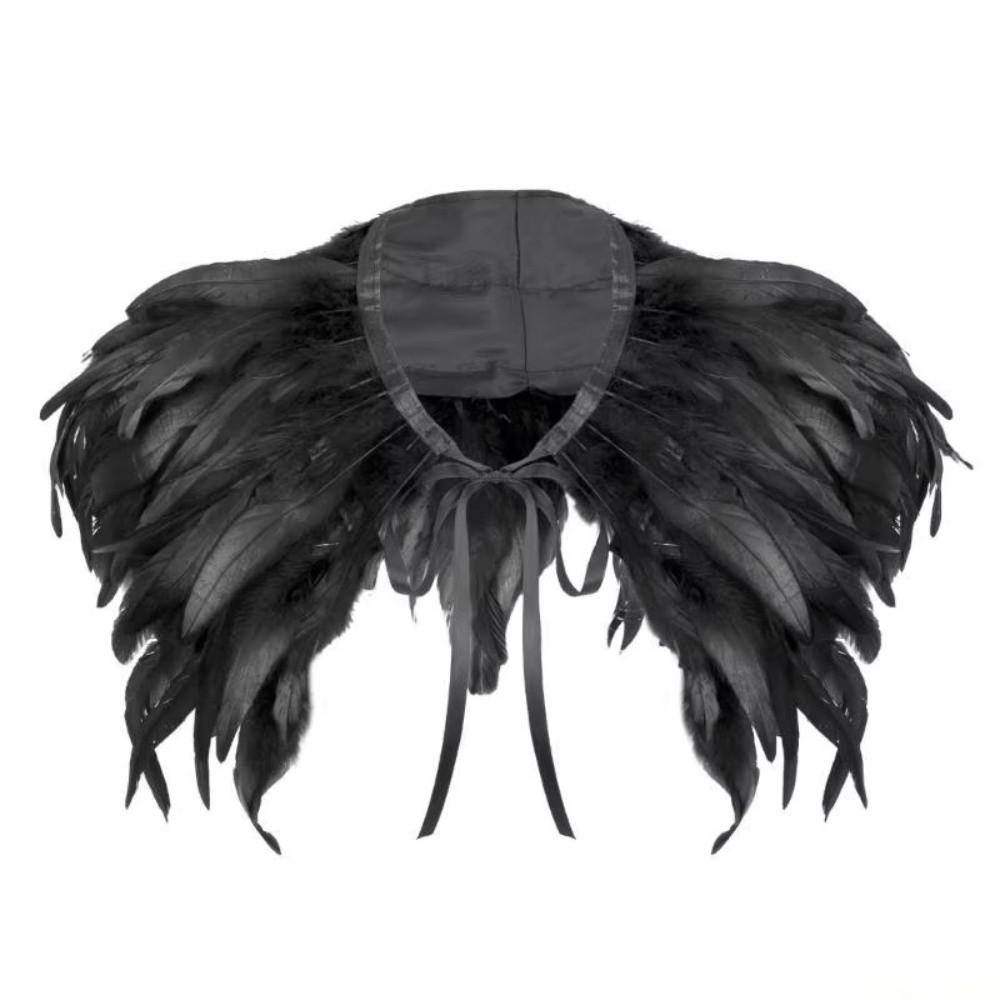 Gothic Costume Feather Collar Tie Neck Tie Neck Feather Shrug New Gothic Shawl  Party