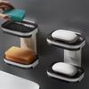 Wall Mounted Soap Dish Punch-Free Drawer Signal/Double Layer Storage Draining Holder Bathroom Organizer Rack Shelves