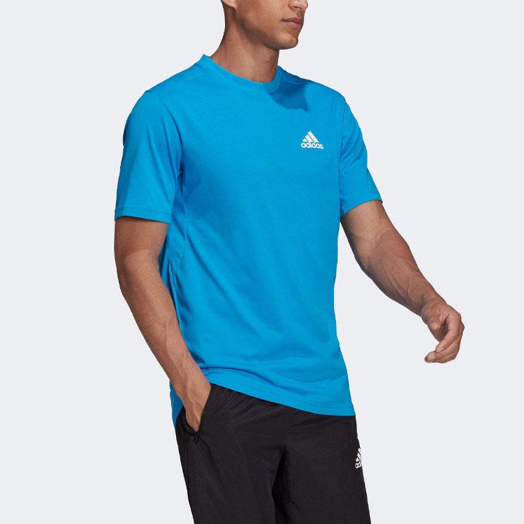 adidas AEROREADY T Shirts Men's Blue Crew Neck Moderate Straight Fit HD4115-