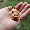 Hand-Carved Wooden Kitten Statue - Lifelike Miniature Cat Decor, No Electricity Needed, Handcrafted Wood Art for Home & Office Desk, Perfect Gift