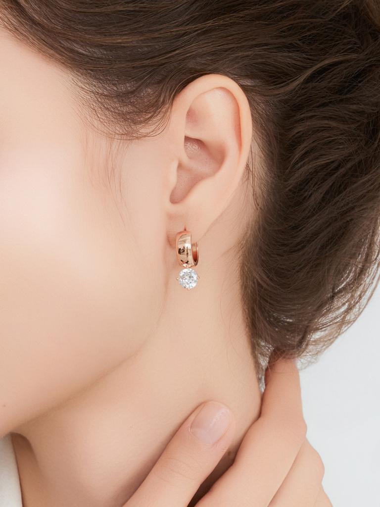 Geigerjewelry 18K Gf Rosé Solitaire One-Touch Earrings Gi8Kpee087
