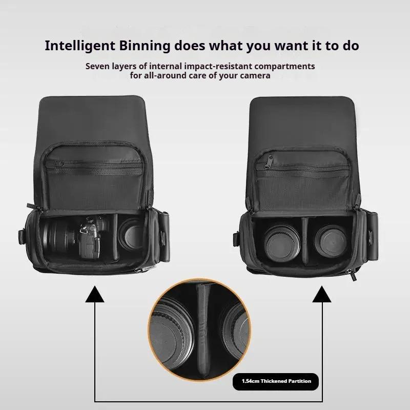 Shoulder Camera Bag Classic Black White Contrasting Shoulder Bag Micro-Single SLR 1 Machine 2 Mirror Camera Bag