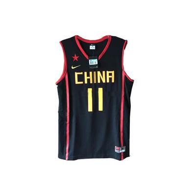 Chinesische Basketballnationalmannschaft Letter Casual Schnelltrocknendes Trikot 11 Herren Trikots Schwarz 394854-010