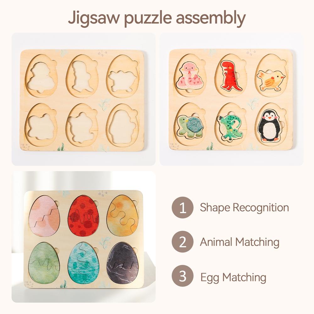 Montessori Baby Puzzles Toys Wooden Geometry Puzzle Toys Animal Eggs Shape Puzzle Board Matching Games Educational Learning Toys