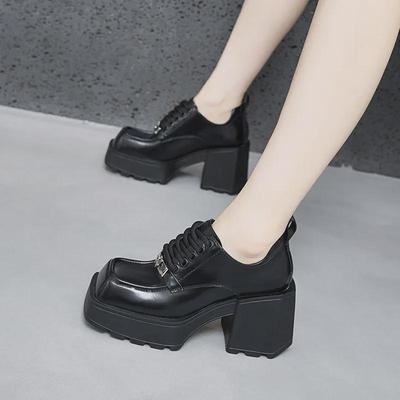 Women's Chunky Platform Heel Loafers - 2025 Autumn British Style, Height-Enhancing, Versatile High-Heeled Leather Shoes