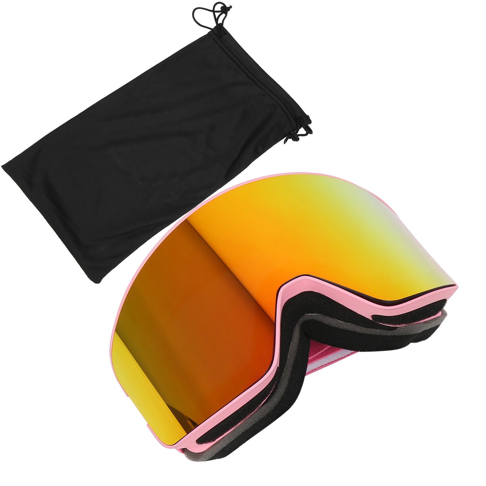 

Ski Windproof Glasses Winter Sports Double Layer AntiFog Eyeglasses for Skiing Snow(Pink Frame Red Glasses )