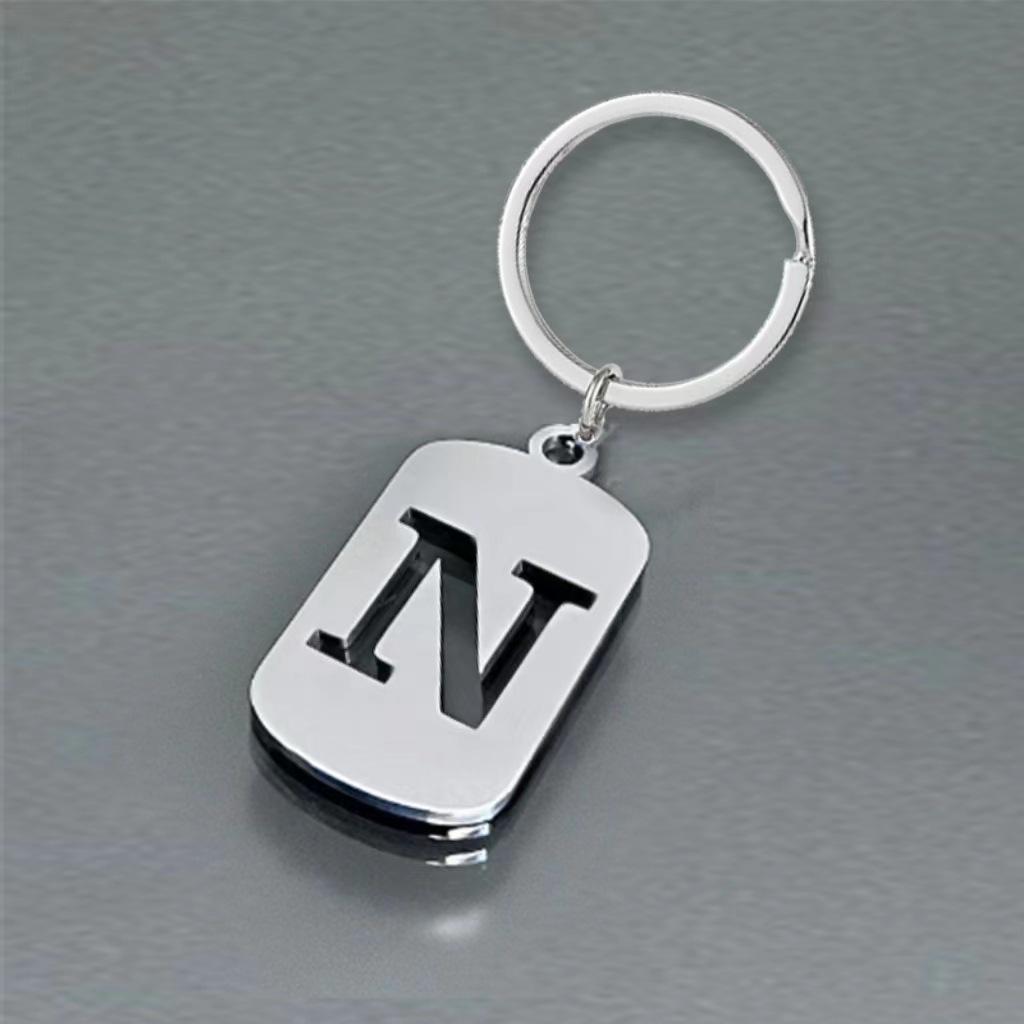 Stainless Steel 26 English Letters Keychain - Stylish Alphabet Pendant for Backpack or Car