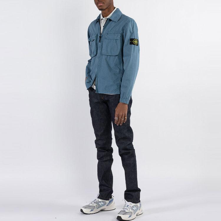 Stone Island Double Pocket Washed Long Sleeve Jacket Men jackets Sugar-Grey 7615114WN-V0146