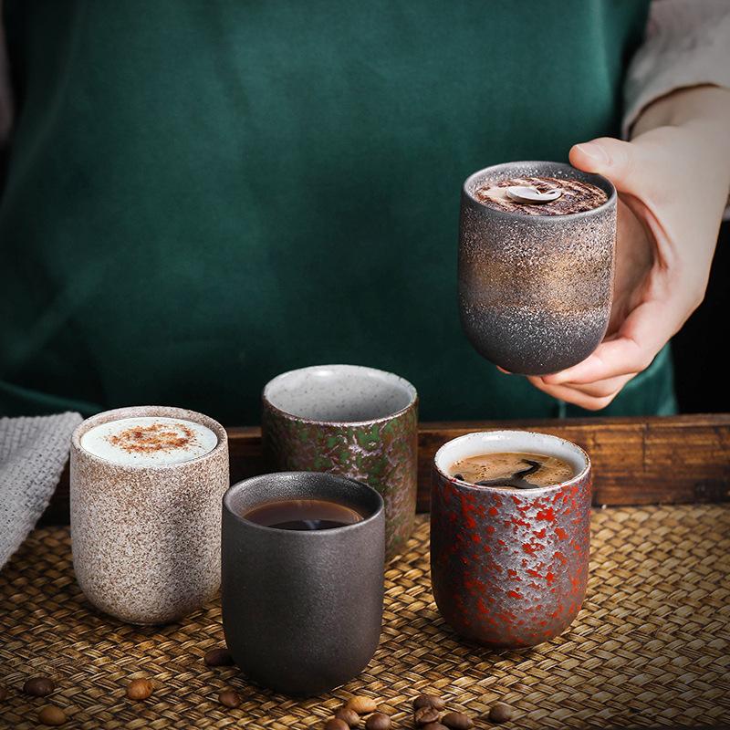 Rough Pottery Tea Cup Japanese Style Gongfu Tea Mug Kiln Change Ceramic Cup Home Office Drinkware
