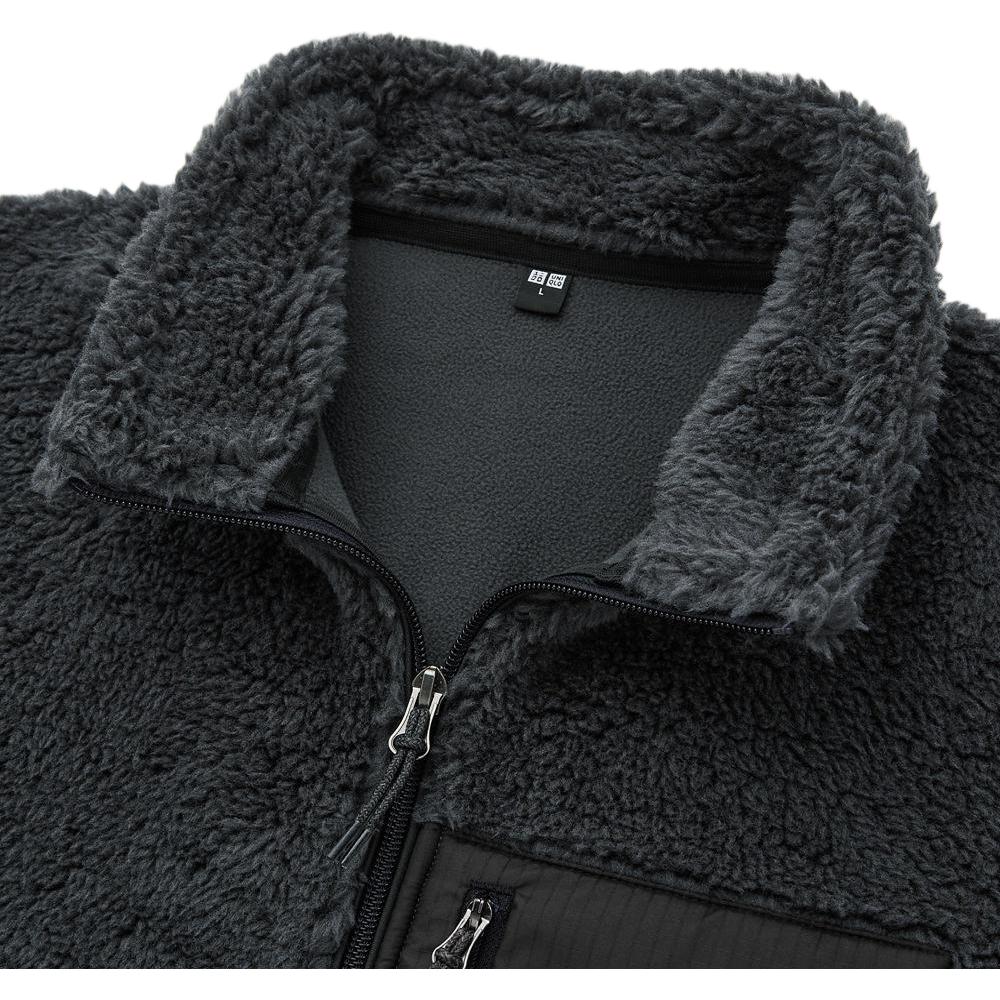 Uniqlo Solid Color Fleece Long Sleeve Jacket Men Outerwear Navy 440595-69