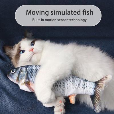 Brinquedo para Gato Peixe Saltitante com Catnip Interativo Automático Carpa Mole Brinquedo Chutador para Gatinho Elétrico Realista de Pelúcia Peixe que Mexe para Gatos de Interior Cães
