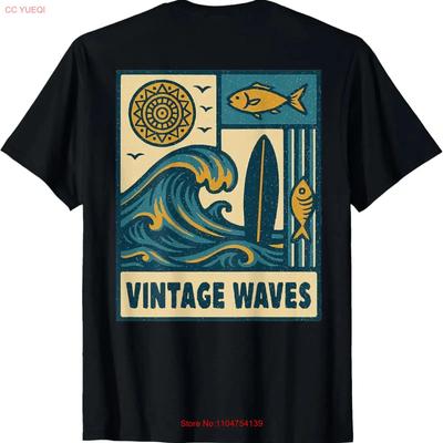 Vintage Waves Retro Surf Vibe Sunset Art T Shirt Vintage Washed Slightly Comfortable Top For Everyday Wear Homme Fashion
